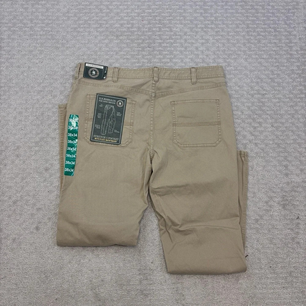 GH Bass & Co Pants Mens 38X34 Tan Groundwork Stretch Relaxed Fit Chino NWT